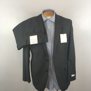 Calvin Klein 38s mens suit gray stripes 100% wool 2 piece new 2 button ea0143